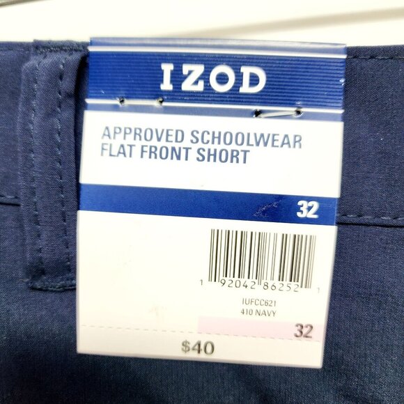 Izod Mens Navy Blue Stretch Wicking Flat Front Shorts Size 32 - Picture 3 of 9